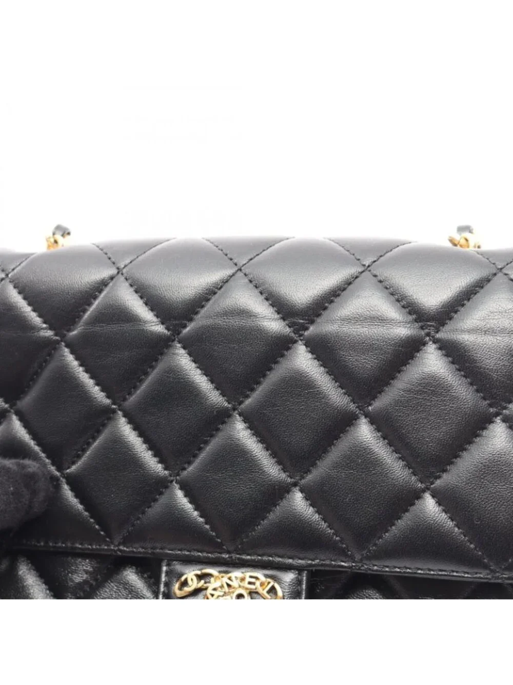 Chanel Shoulder Bag Quilted Black Lambskin Small Flap Chain